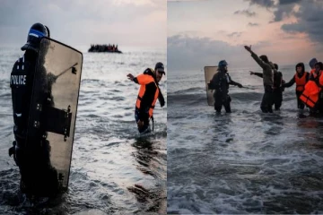 கடலுக்குள் இறங்கிய பிரான்ஸ் பொலிசார்: புலம்பெயர்வோரை தடுக்க அதிரடி நடவடிக்கை