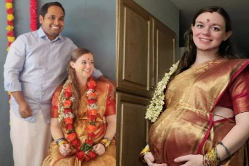 தமிழரை காதலித்து மணந்த வெளிநாட்டு பெண்! பட்டு சேலையில் வளைகாப்பு நிகழ்ச்சி... புகைப்படங்கள்