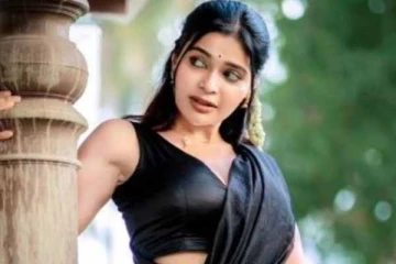 கருப்பு நிற புடவையில் கிளாமர் போட்டோஸ் எடுத்த தர்ஷா குப்தா