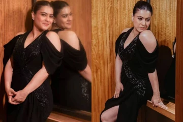 51 வயதிலும் குறையாத கிளாமர்!! கருப்புநிற சேலையில் நடிகை கஜோல்..