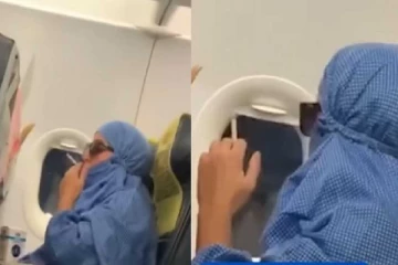 விமானத்தில் சிகரெட் பிடித்த பெண் :பின்னர் நடந்த விபரீதம் (வைரலாகும் காணொளி)