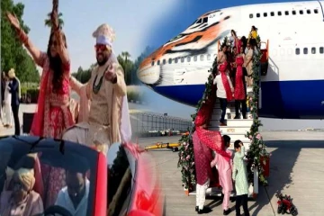 நடுவானில் நடந்த திருமணம்.. விமானத்தை மணவறையாக மாற்றிய வியாபாரி!