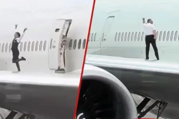 விமானத்தின் இறக்கையில் நடனமாடிய விமானப் பணிப்பெண்!