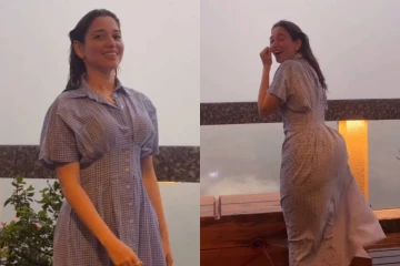 மும்பை மழையில் நடந்தபடி வீடியோ வெளியிட்ட நடிகை தமன்னா..