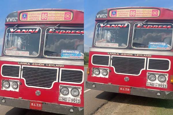 யாழிலிருந்து அக்கரைப்பற்று நோக்கி பயணித்த இ.போ.ச பேருந்து மீது கல்வீச்சு! | Jaffna To Vavniya Bus Attack