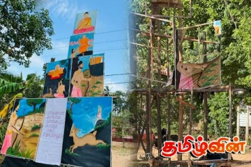 தமிழர் பகுதியில் தனியார் காணி ஒன்றில் உருவாக்கப்பட்ட பௌத்த விகாரை வடிவிலான உருவம்