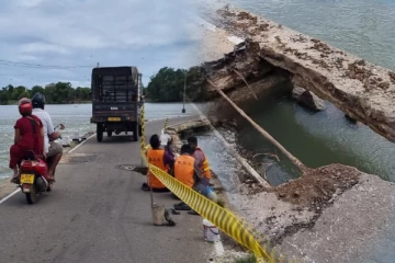 வட்டுவாகல் பாலத்தின் ஆபத்தான நிலை; பயணிப்போர் அவதானம்!