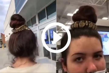 பாம்பை தலையில் கட்டிக்கொண்டு சுற்றித்திரிந்த பெண்! அதிர்ச்சி வீடியோ