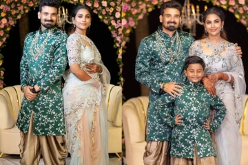 Grandஆன உடை அணிந்து மைனா நந்தினி தனது கணவருடன் எடுத்த போட்டோஸ்