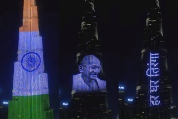 உலகிலே மிக உயரமான கட்டிடத்தில் தென்பட்ட இந்திய கொடி