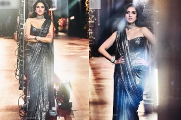 அம்பானி வீட்டு திருமணம்: கருப்பு சேலையில் மயக்கிய ராதிகா மெர்ச்சன்ட்!