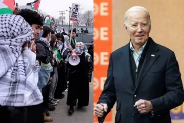 இனப்படுகொலையை ஆதரிக்கிறீர்கள்! ஜோ பைடனுக்கு எதிர்ப்பு தெரிவித்து குவிந்த மக்கள்