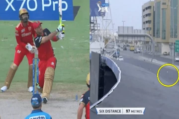 என்ன ஒரு அடி..அடி ஒன்னு இடி மாதிரி..மேக்ஸ்வெல் அடித்த ஒரே சிக்சரில் மைதானத்தை தாண்டி விழுந்த பந்து