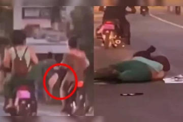 கெட்ட எண்ணத்தால் சாலையில் விழுந்து வாரிய இளம் பெண்: வைரல் வீடியோ