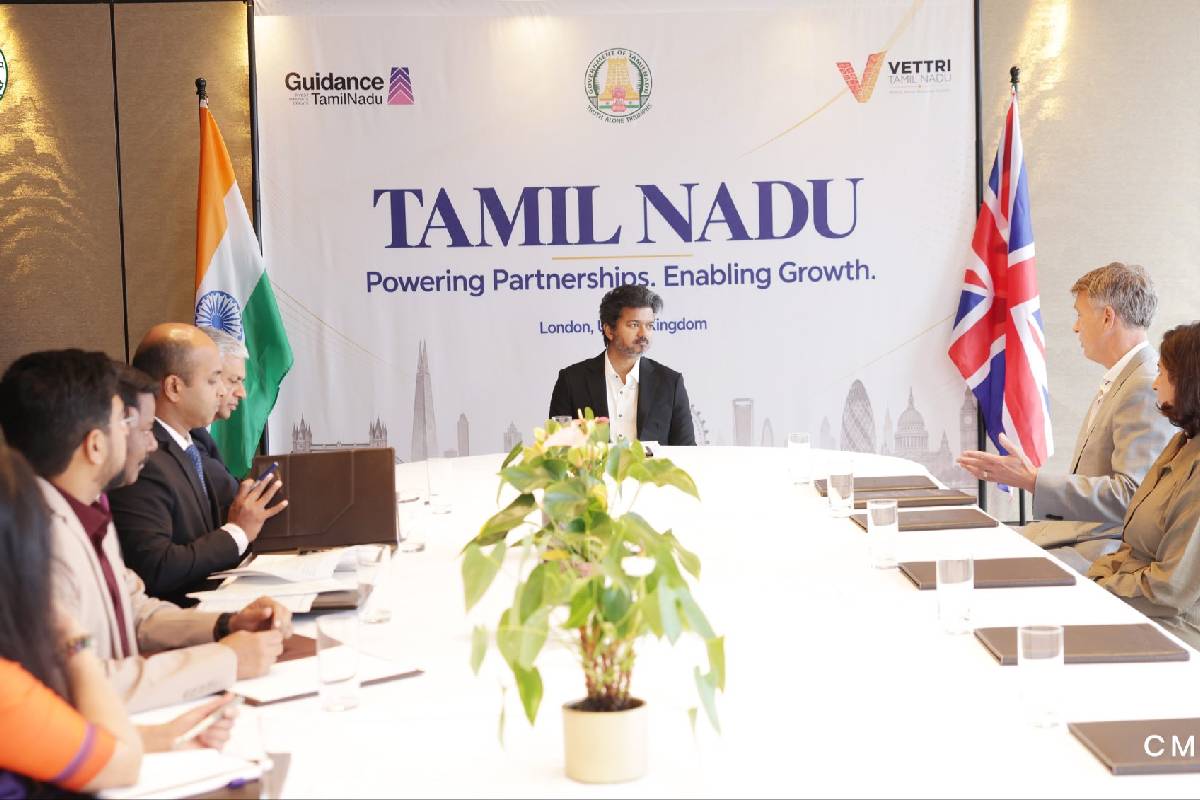 லண்டனில் முதல்வர் விஜய் முன்னிலையில் ரூ.11,000 கோடி முதலீடு மற்றும் 2 GCC ஒப்பந்தம் | Tamilnadu Sign 2 Gcc 11000 Cr Mou In Vijay Uk Trip லண்டனில் முதல்வர் விஜய் முன்னிலையில் ரூ.11,000 கோடி முதலீடு மற்றும் 2 GCC ஒப்பந்தம் | Tamilnadu Sign 2 Gcc 11000 Cr Mou In Vijay Uk Trip