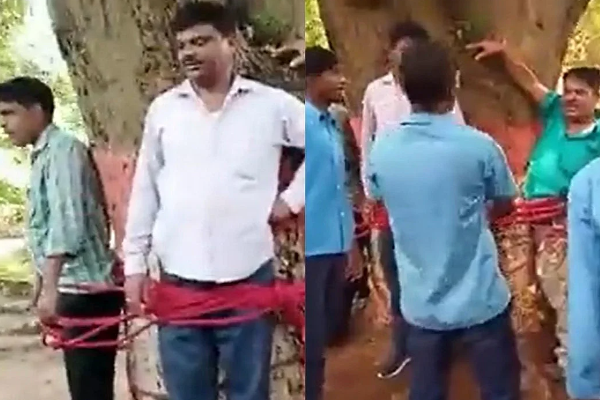 பெயிலாக்குவியா...பள்ளி சீருடையில் ஆசிரியர்களை மரத்தில் கட்டி வைத்து உதைத்த மாணவர்கள் | Viral Video India News Jharkhand