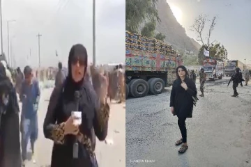 துப்பாக்கி குண்டுகளுக்கு மத்தியில் துணிச்சலாக செய்தி வழங்கிய பெண் செய்தியாளர்- வைரலாகும் வீடியோ