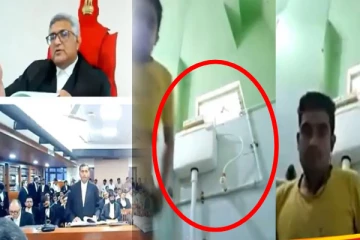 கழிவறையில் இருந்தபடி நீதிமன்ற விசாரணையில் பங்கேற்ற நபர்; சம்பவத்தால் அதிர்ச்சி