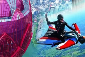 கொழும்பு தாமரைக் கோபுரத்தில் சாகச விளையாட்டு: குவியும் பொதுமக்கள்