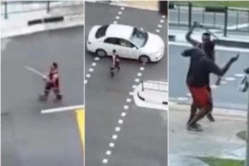 சிங்கப்பூரில் கூரிய ஆயுதத்துடன் வீதியில் திரிந்த நபர்! - இலங்கையரின் துணிகரச் செயல் (Video)