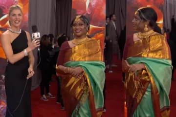 கிராமி விருது விழாவில் மாஸ் காட்டிய பெண்: பட்டுப்புடவையில் ஜொலிக்கும் அழகி