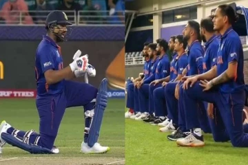 போட்டிக்கு முன் முட்டியிட்டு இந்திய வீரர்கள் செய்த நெகிழ்ச்சி செயல்.. உலகெங்கும் குவியும் ரசிகர்களின் ஆதரவு