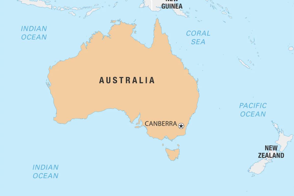 Australia in new world map