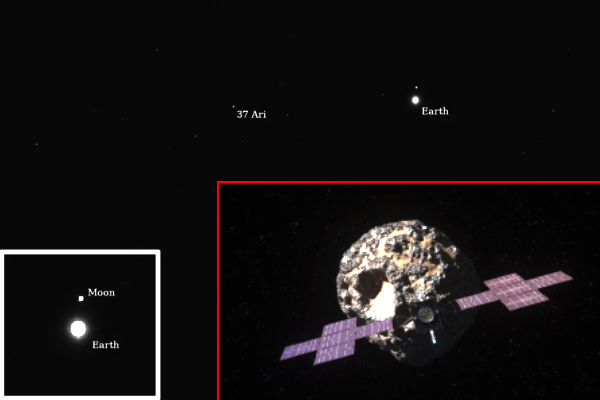 NASA Psyche spacecraft, Earth and Moon image, Psyche asteroid mission, Deep space photography, NASA space exploration, Psyche mission 2025, Multispectral imager NASA