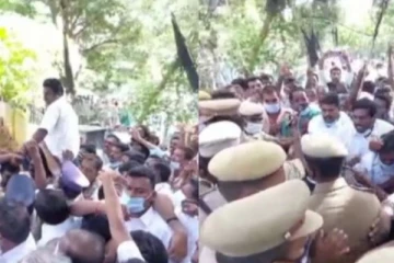 போலீசாரை கீழே தள்ளிவிட்டு ரகளை செய்த அதிமுகவினர்: கே.சி வீரமணி வீட்டில் வெடித்த சர்ச்சை