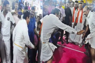 கபடி எனக்கு பிடிக்கும் : வேட்டியை மடித்து கட்டி கபடியாடிய  எச்.ராஜா