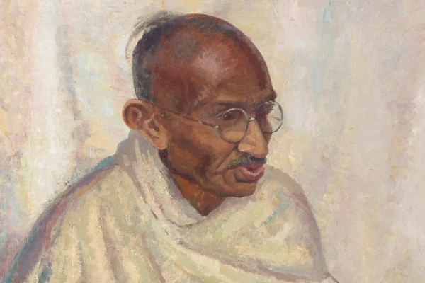 மகாத்மா காந்தியின் அரிய எண்ணெய் ஓவியம்: லண்டன் ஏலத்தில் £150,000-க்கும் மேல் விற்பனை! | Gandhi Portrait Fetches 150 000 At London Auction
