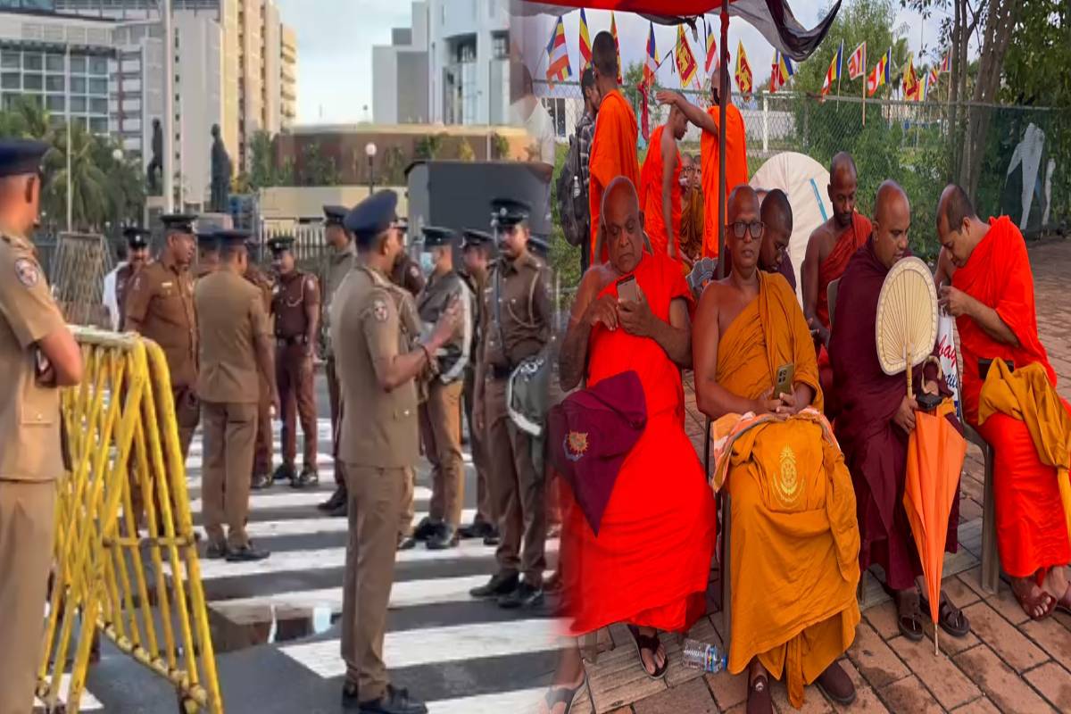 ஞானசார தேரருக்கு பொதுமன்னிப்பு கோரி ஜனாதிபதி செயலகம் முன்பாகத் தொடரும் போராட்டம்