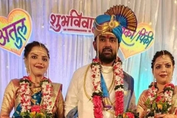 ஒரே நபரை திருமணம் செய்த இரட்டை சகோதரிகள்! சிரித்தபடி எடுத்த புகைப்படம்