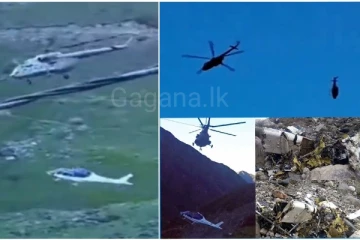 ගුවන් යානයකින් රැගෙන යමින් සිටි හෙළිකොප්ටරයක් කඩා වැටෙයි.(PHOTOS)