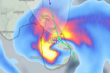 හෙට දිනයට කාලගුණයෙන් රතු එළියක් -ප්‍රදේශ රැසකට මිලිමීටර් 100 ඉක්මවූ තද වැසි සහ තද සුළං