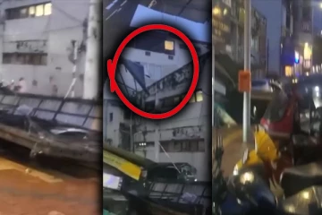 பம்பலப்பிட்டியில் சரிந்து வீழ்ந்த பாரிய விளம்பரப்பலகை