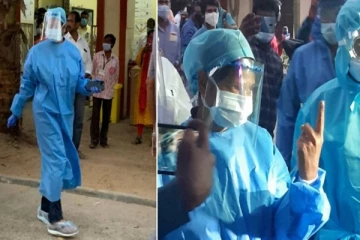 கொரோனாவால் பாதிக்கப்பட்ட திமுக எம்.பி கனிமொழி பிபிஇ அணிந்து வந்து வாக்களித்தார்