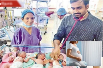 இத்தோடு மொத்தம் 10குழந்தைகள்: 8வது பிரசவத்தில் 3 குழந்தைகளை பெற்றெடுத்த தம்பதி