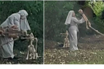 கல்லறைக்கு அருகில் எலும்புக்கூடுவுடன் ஆடிய பெண் கன்னியாஸ்திரி! திகிலை ஏற்படுத்தியுள்ள சம்பவம்