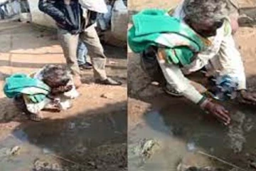 இளைஞர்கள் கூறிய ஒற்றை வார்த்தை: சாக்கடை நீரை பருகிய முதியவர்!.. வைரலாகும் காட்சி