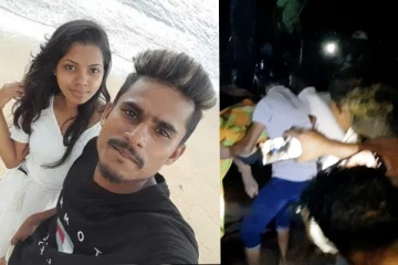 අතර මගදී තරුණියක් සහ තරුණයෙක් එකට අවසන් ගමන් යයි..(PHOTOS)