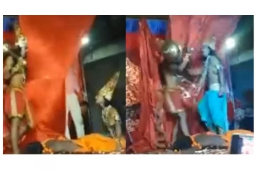 நாடக மேடையில் ராவணனும், அனுமனும் ரியலாகவே முட்டிக்கொண்ட வீடியோ வைரல்!