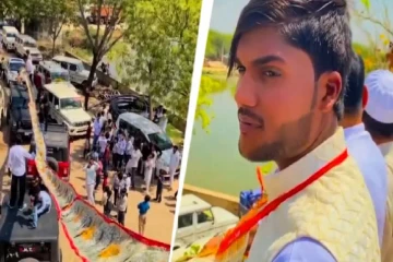 சமூக வலைதளங்களில் வைரலான திருமணம் ; நோட்டுகளால் அலங்கரிக்கப்பட்ட மணமகன்