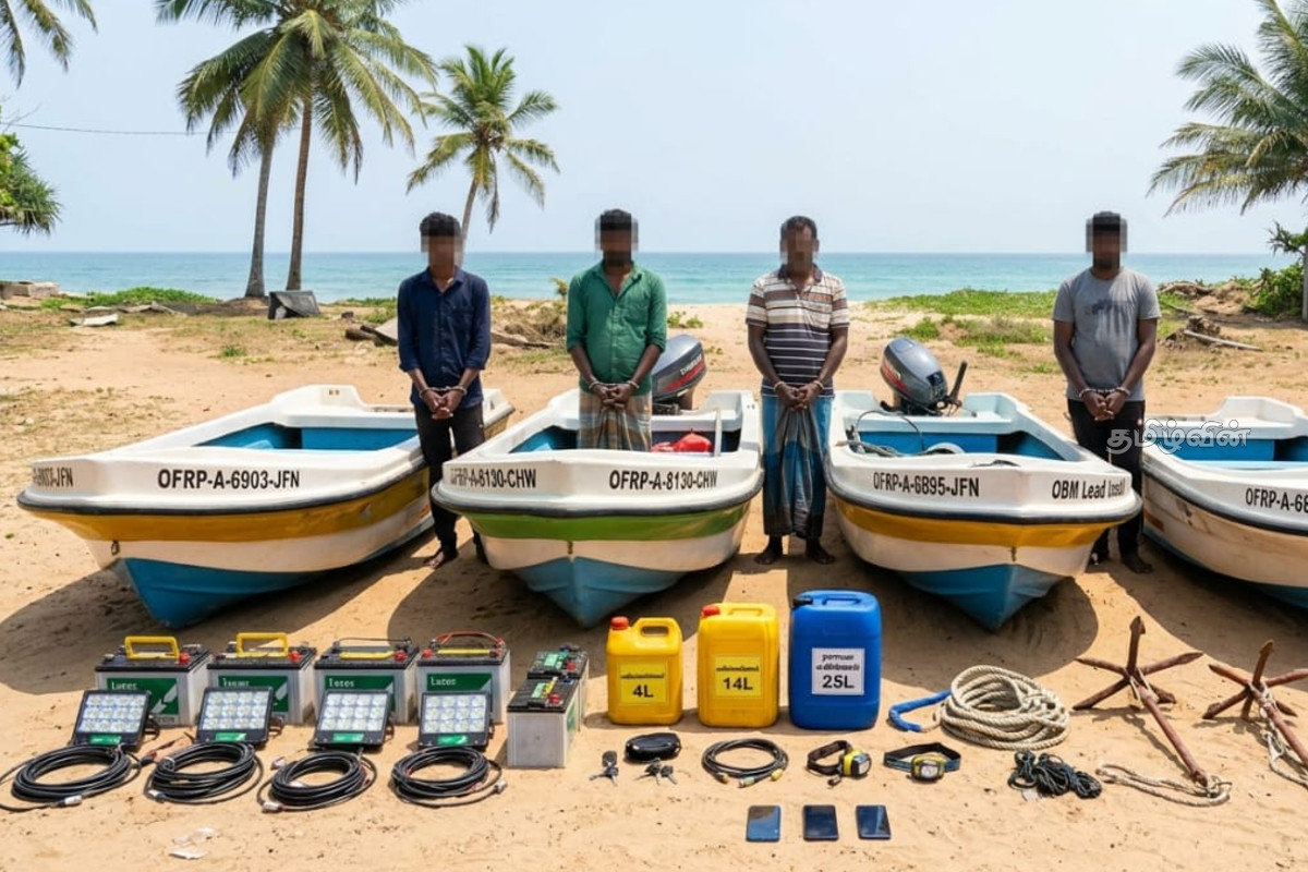 சட்டவிரோத கடற்றொழிலில் ஈடுபட்ட நால்வர் கைது - கடற்படையினர் தீவிர சோதனை | Four Arrested For Illegal Fishing