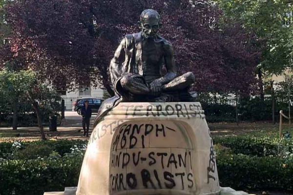 லண்டனில் காந்தி சிலை சேதம் ; வலுக்கும் கண்டனம் | London Gandhi Statue Damage Rising Condemn