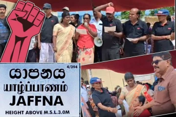 பலாலியில் 17ஆவது வாரமாக தொடரும் நிலமீட்பு போராட்டம் : மயங்கி விழுந்த பெண் !