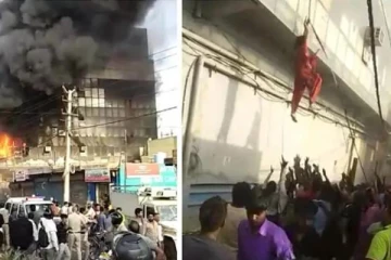 தீப்பற்றி எரிந்த கட்டிடம்! உயிரிழப்பு அதிகரிக்கும் அபாயம்.. ஜன்னல் வழியே குதித்த பெண்களின் பதறவைக்கும் வீடியோ