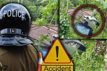 விபத்துக்குள்ளாகி வீட்டின் கூரையில் கவிழ்ந்த கார் :பெண்ணொருவர் படுகாயம்