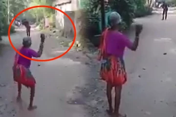 சேலையை மடித்துக் கட்டிக்கொண்டு பசங்களோட சேர்ந்து களத்தில் குதித்த பாட்டி! வயது என்பது எண்ணிக்கையே...!