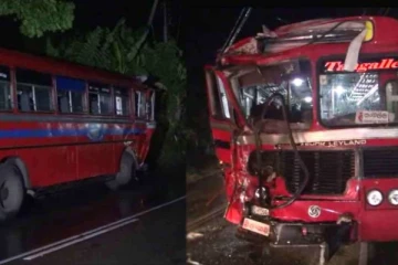 2 பேருந்துகள் நேருக்கு நேர் மோதி விபத்திற்குள்ளானதில் 11 பேர் காயம்